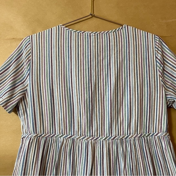 Madewell | Striped Crewneck Button Front Tiered Mini Dress Popover Size S - Picture 12 of 14